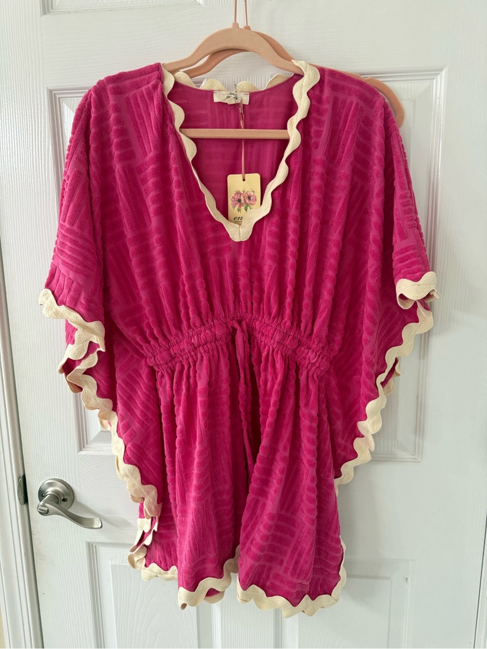 entro Fuchsia Pink Coverup with Cream Trim